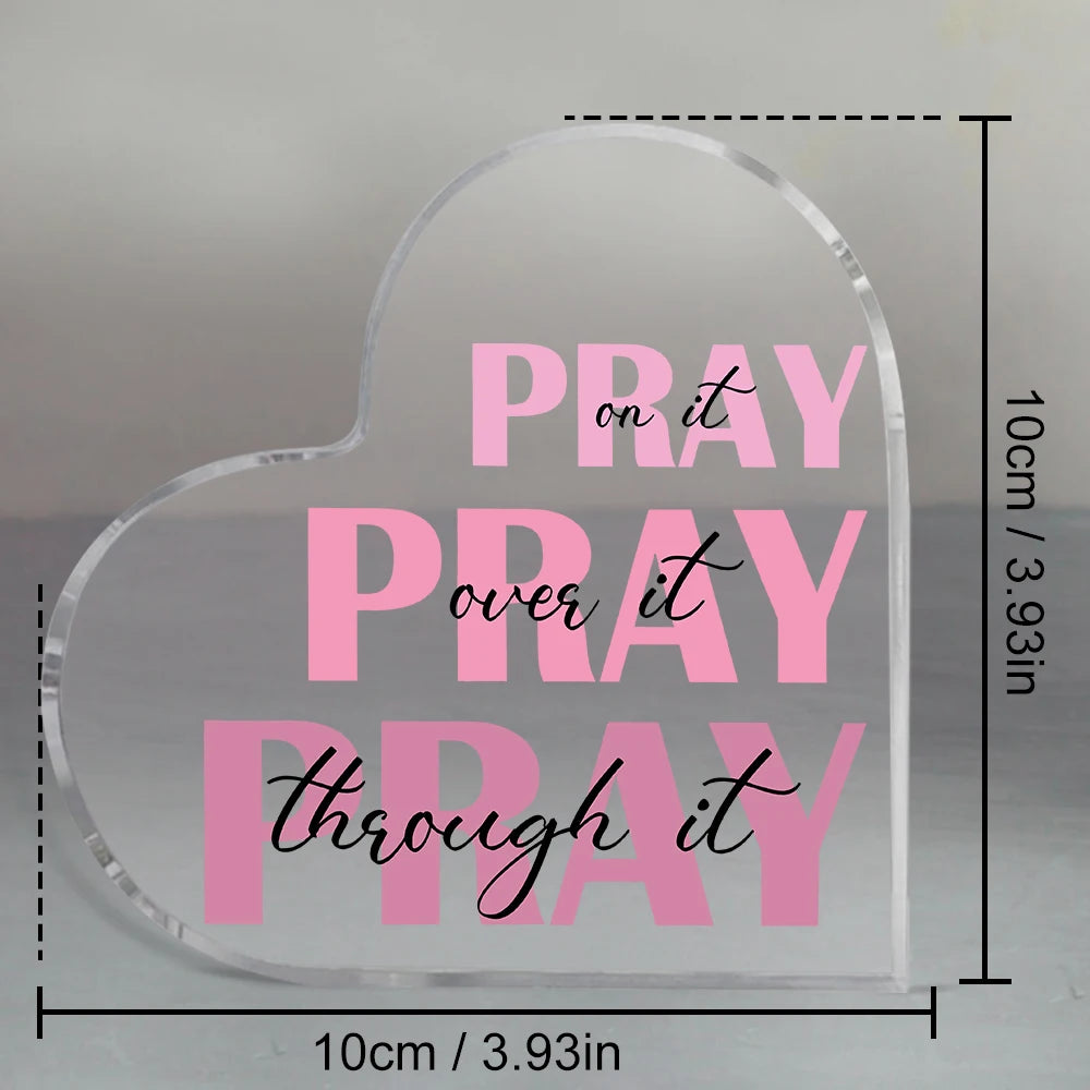 Christian Gifts For Women Faith, Prayer Gifts For Women, Inspirational Bible Verse Heart Acrylic Sign, Pink Prayer Christian Dec