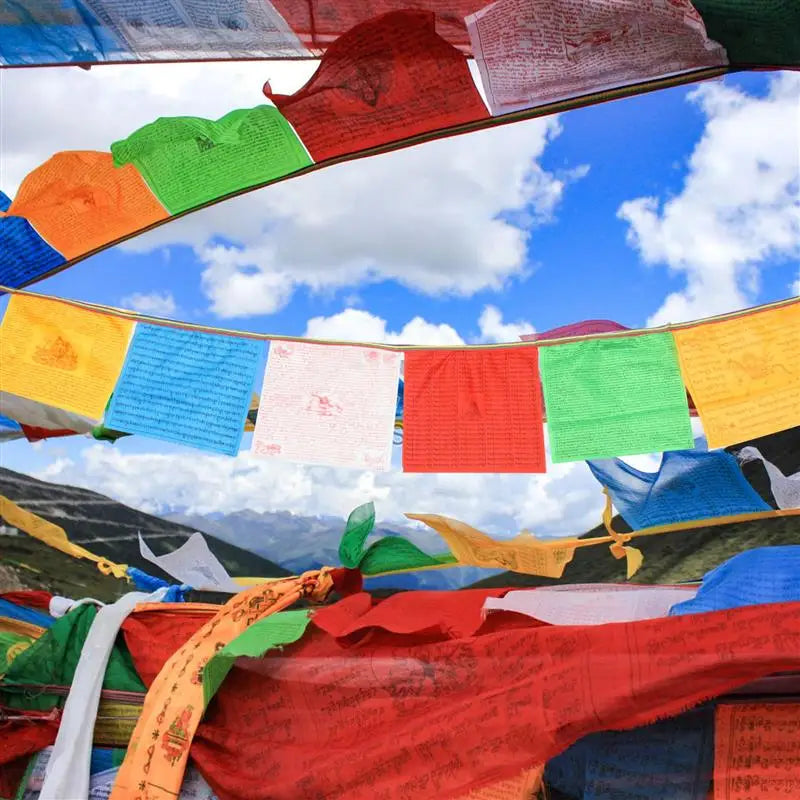 20sheets Meditation Flag Satin Prayer Banners Nepal Home Prayer Flag Tibet Banner Garden Flags