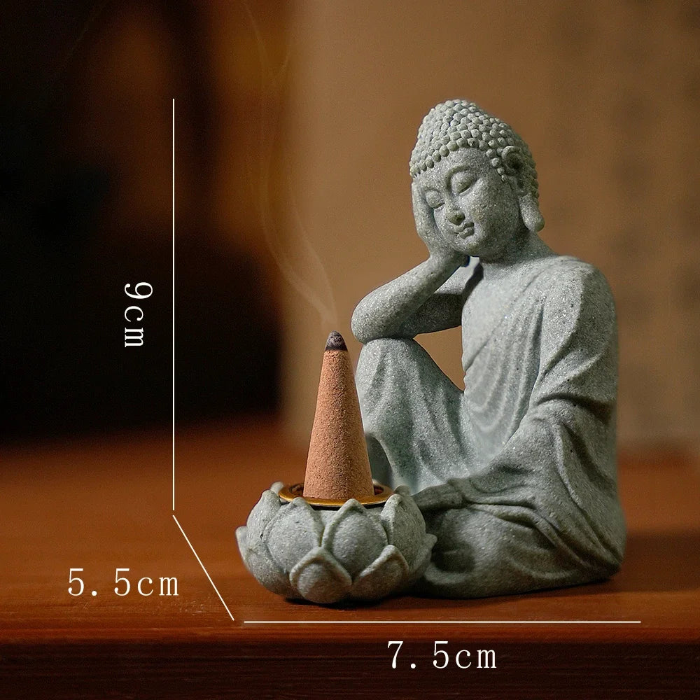 Green Sand and Gravel Buddha Statue Ornaments Creative Zen Crafts Fish Tank Aquarium Landscaping Chinese Tea Pet Home Decoration