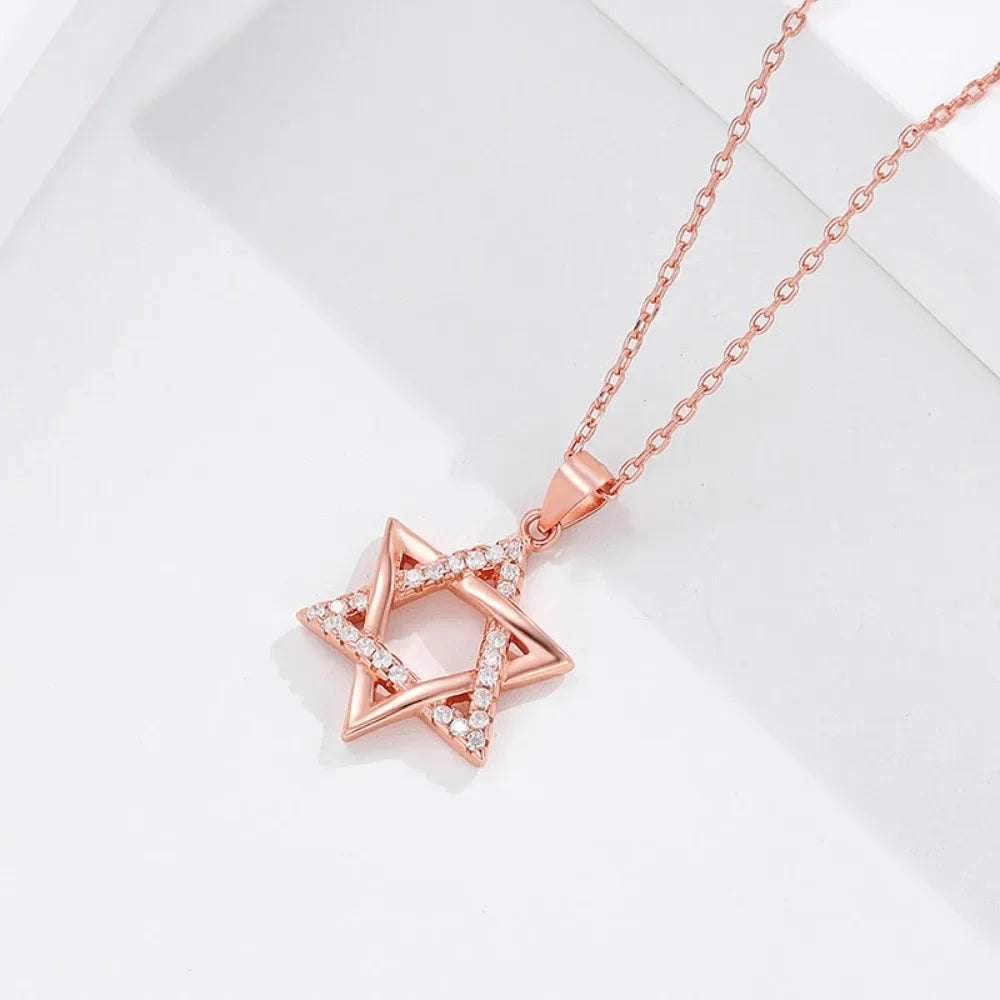 Monkton 925 Sterling Star of David Necklaces for Women Luxury Hollow Hexagonal Star Pendant Birthday Gift Talisman Fine Jewelry