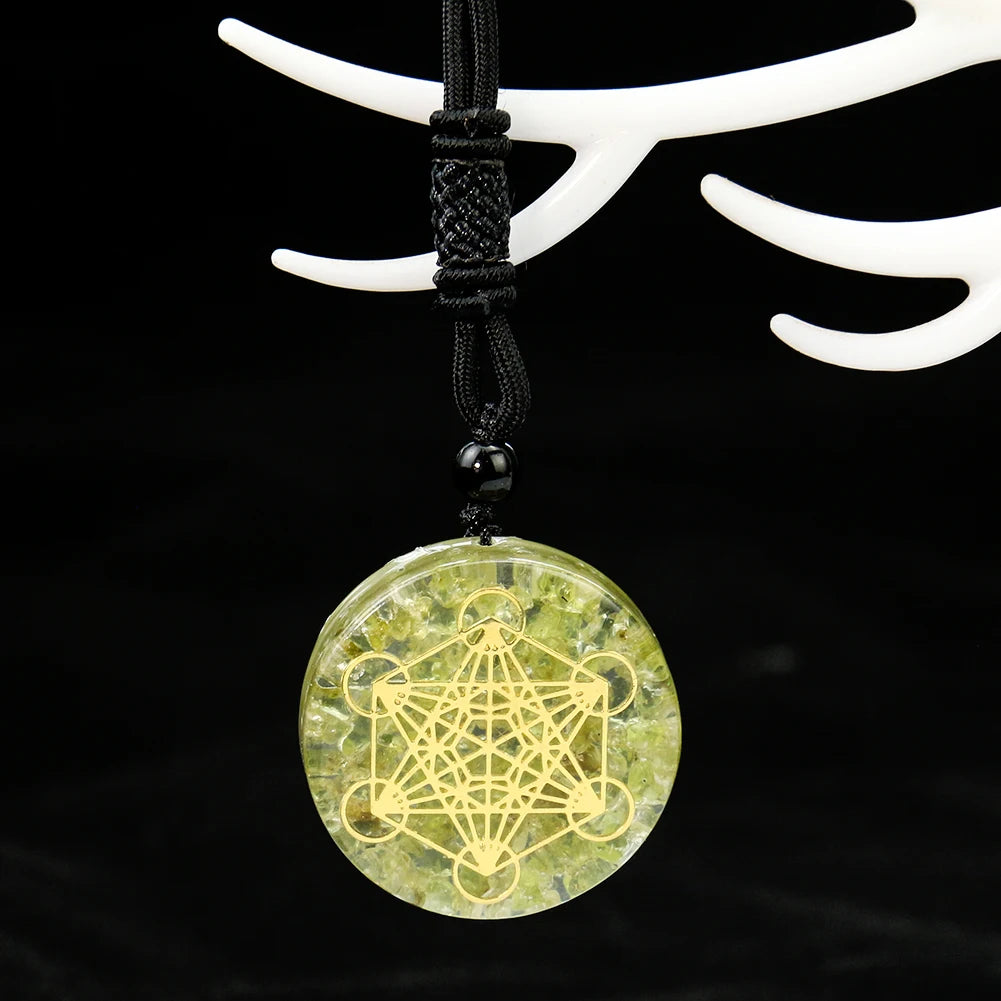 Orgonite Metatron Cube Pendant Necklace Om Energy Healing Crystal Sacred Geometry Chakra Necklace Yoga Meditation Jewelry Gifts