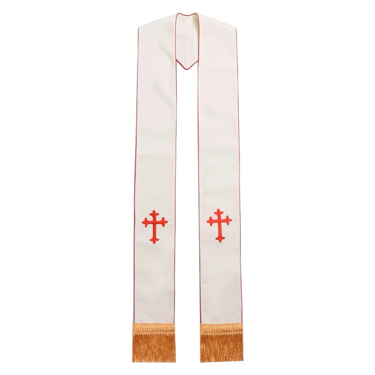Clergy Stole Catholic Priest Stole Unisex Adults Catholic Mass Pastor Liturgical Overlay Embroidery Cross with Tassel