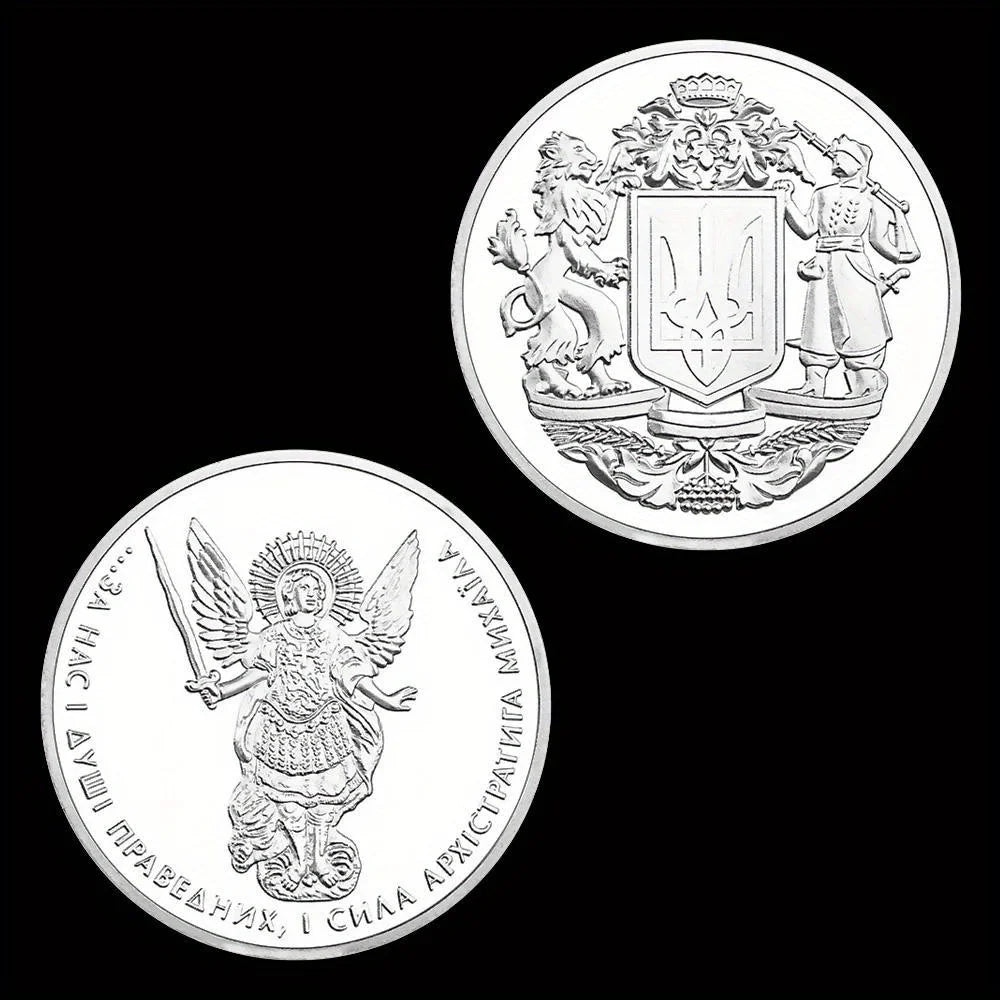 The Heart of The Righteous The Power of The Archangel Michael Is with Us Souvenir Coin Silvery Plated Commemorative Coin