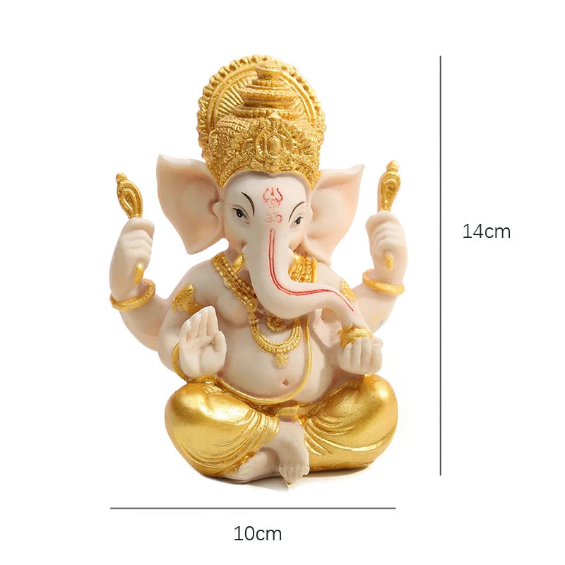 Resin Lucky Fortune Elephant God Statue Ganesha Figurine Indian Shiva God Sculpture Religious Ornaments Home Office Decortion