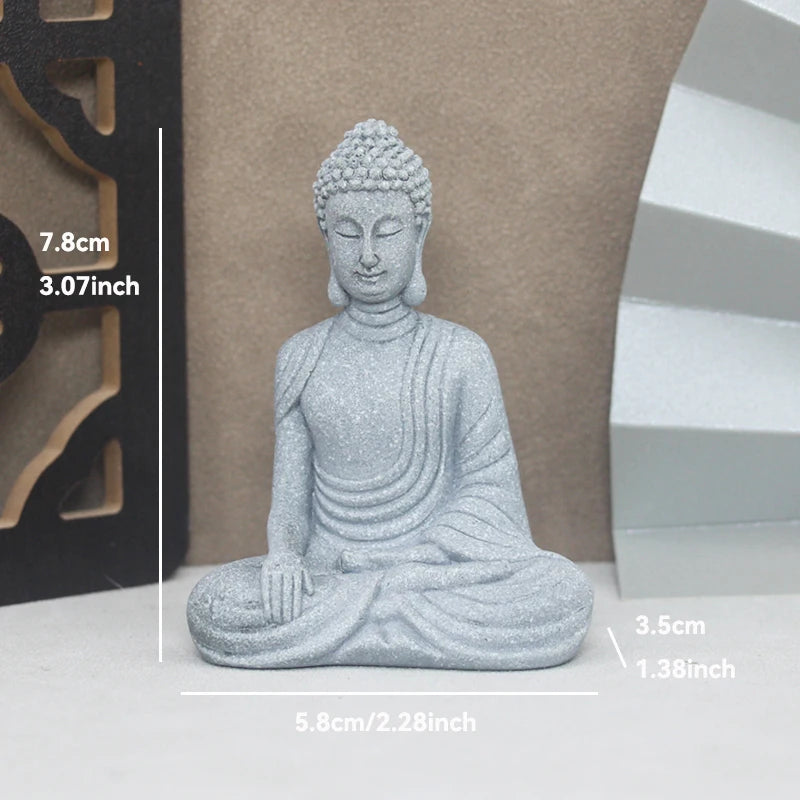 Buddha Stone Statue Little Buddhist Monks Tibetan Buddhism Figurines Zen Garden Ornament Meditation Home Aquarium Decoration