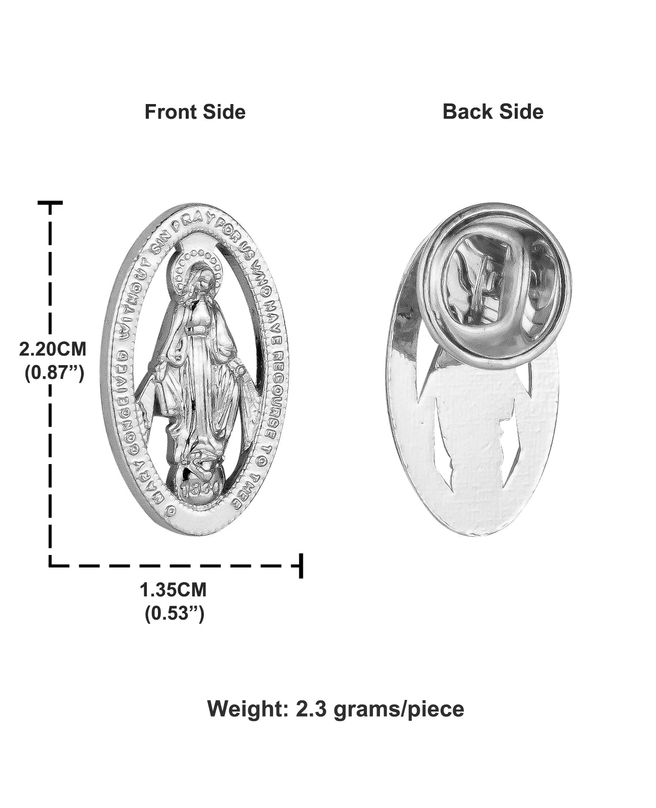 5Pcs Medalla Milagrosa Brooches Catholic Oval Hollow Our Lady Virgin Mary Lapel Pin Breastpin Jewelry Accessories Ornaments