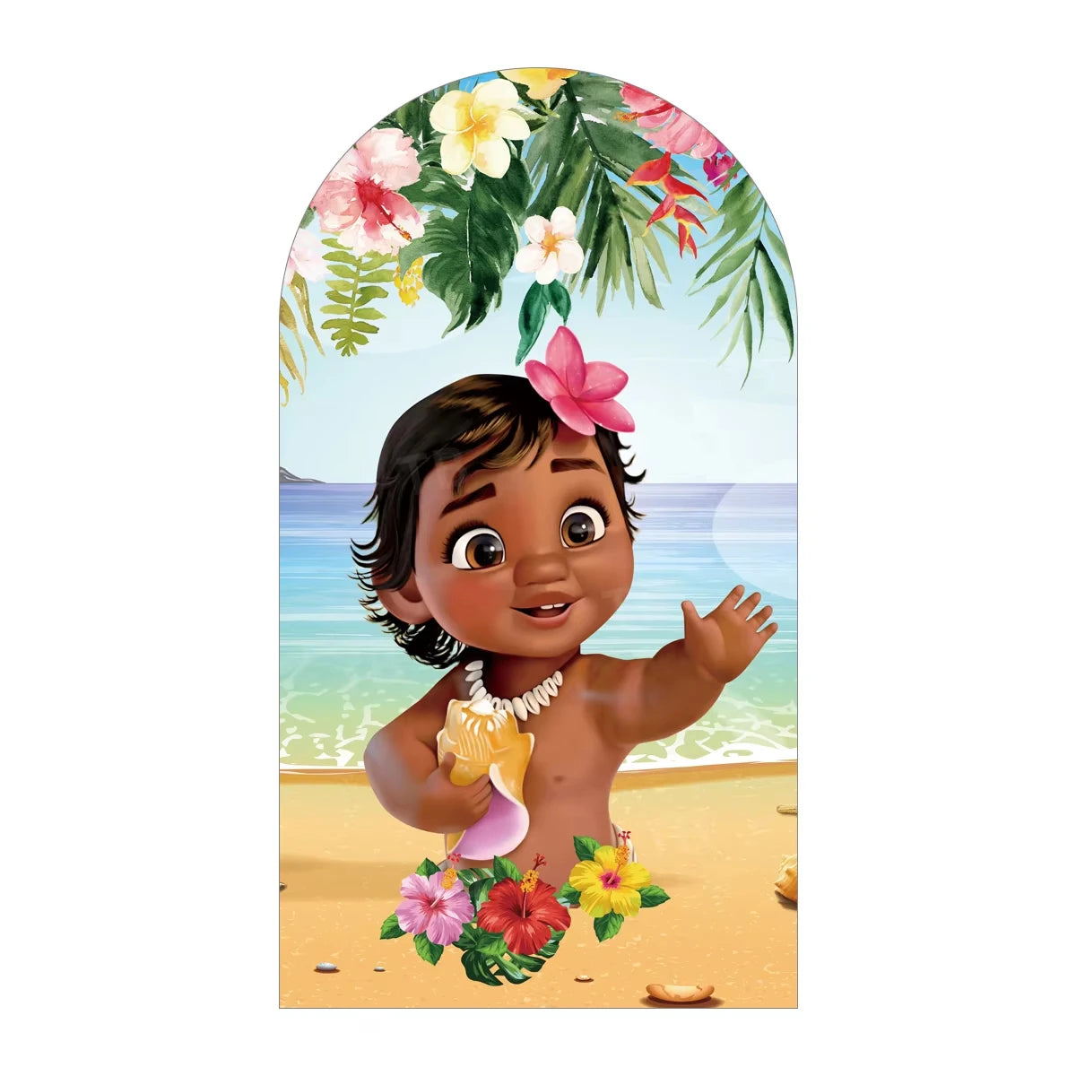 Children's Birthday Party Decoration Moana Princess Themed Arch BackdropCustomizable Baby Shower ChristeningParty Backdrop Props