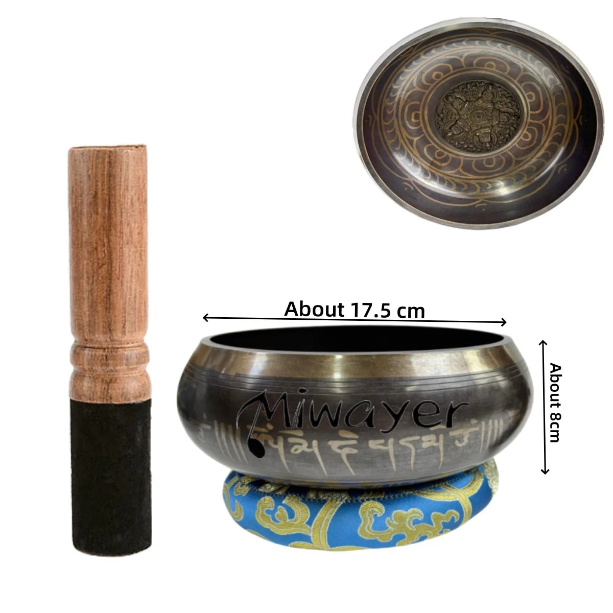 Tibetan Singing Bowl Set 8.5~20CM Size Optional Scripture Bowl Helpful for Meditation Yoga Relaxation Chakra Healing Prayer