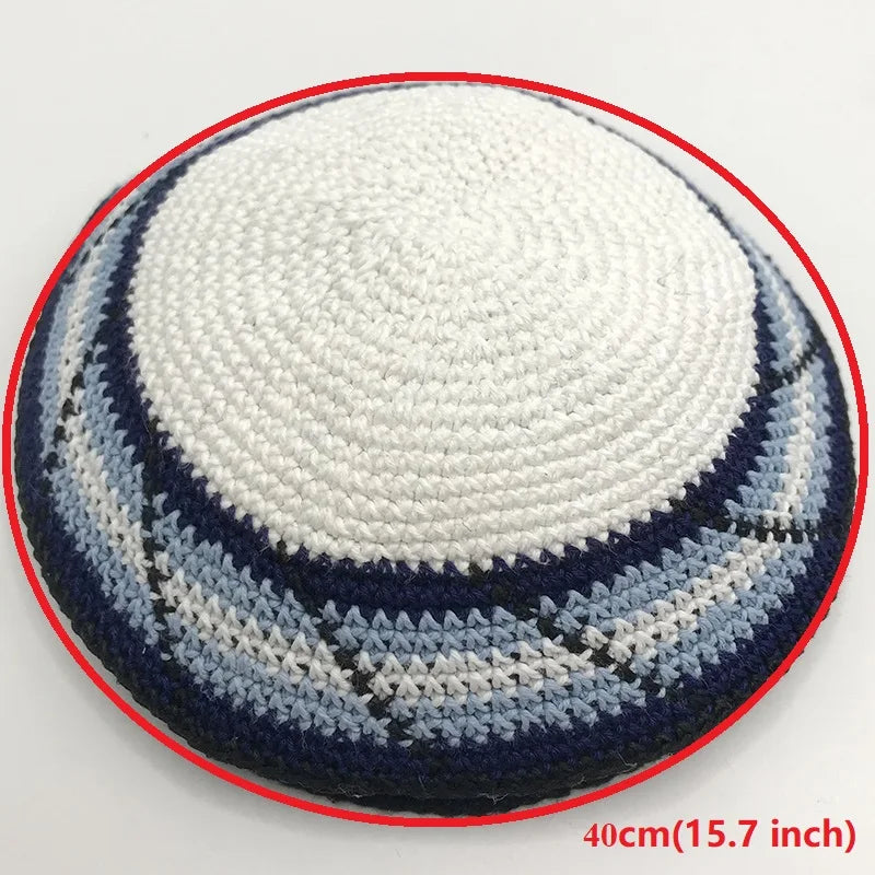 15cm/16cm/17cm Kippah Traditional Jewish Yarmulke Hand Made Knit Judaica Yamaka Kippot Hat for Men