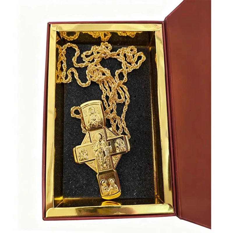 New 2026 Orthodox Jesus Cross Pendant Church Pastor Chest Pendant Religious Ritual Supplies Prayer Prayer Alloy Cross Necklace