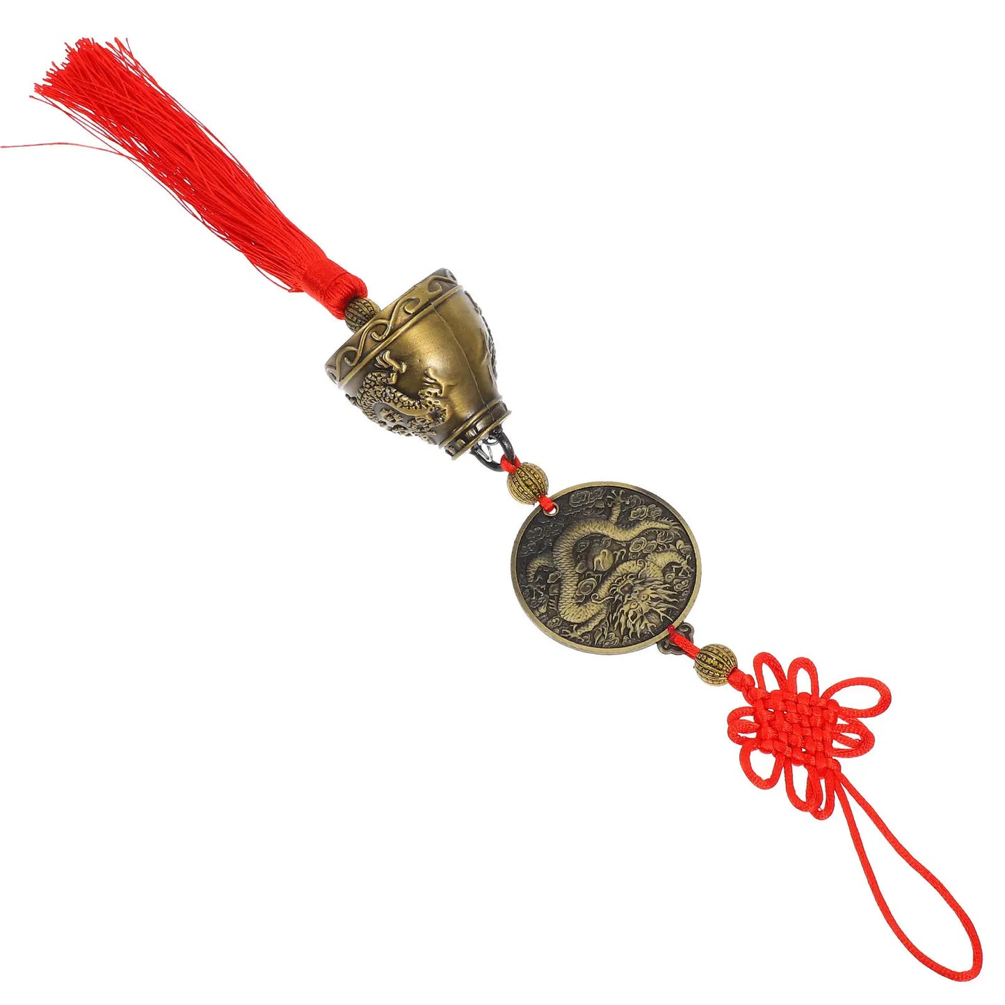 Chinese Knot Copper Wind Chime Car Pendant Traditional Feng Shui Hanging Bell Good Luck Decoration for Wealth Harmony