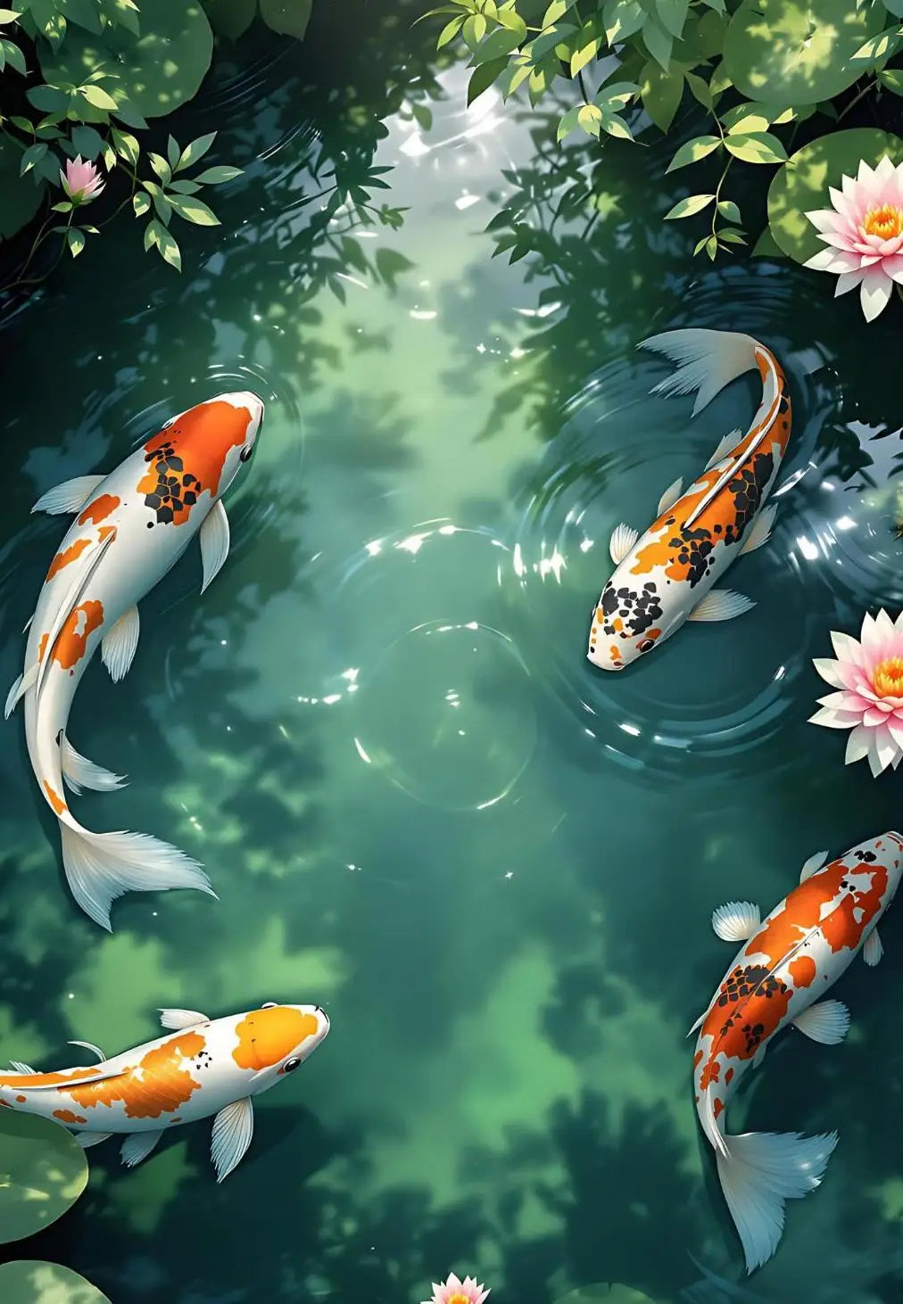 Asian Japanese Zen Tranquility Natural Aesthetics Koi Carp Art Poster Canvas Printing Living Room Bedroom Home Wall Decoration