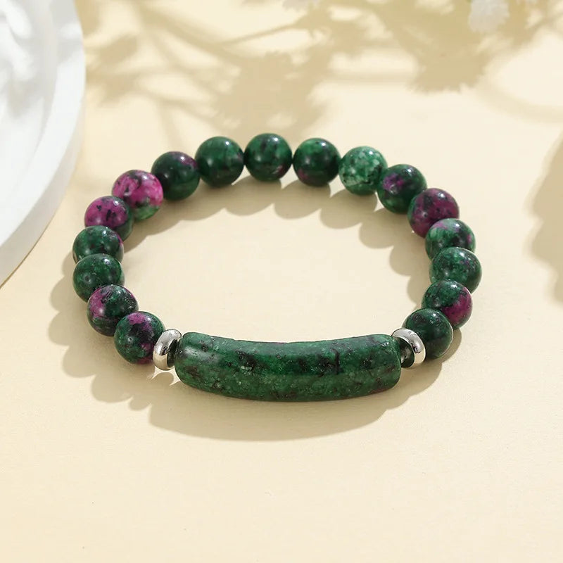 1pc Healing Handmade Stone Bracelet Turquoise Natural Malachite Gemstone Crystal Rough Bracelet Body Energy Yoga