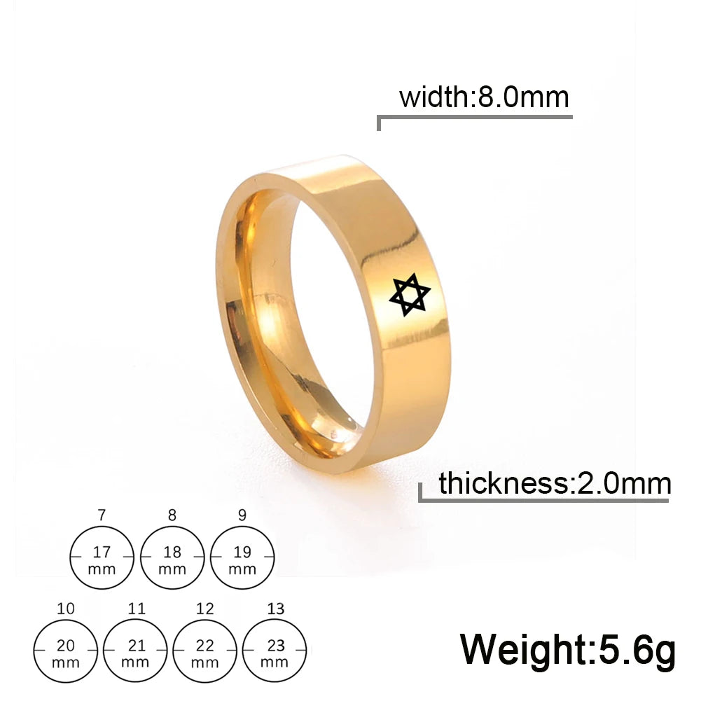 Lucktune Star of David Six Point Star Ring Stainless Steel Silver Color Rings for Men Women Jewish Religious Jewelry Gift New In