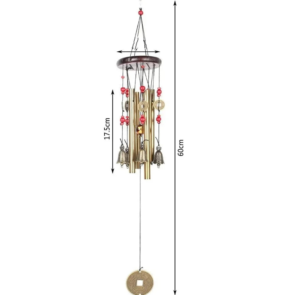 Lucky Wealth Attracting Bronze Wind Chimes Real Wood Metal Ancient Copper Home Decorative Courtyard Decor Cross-Border Sales
