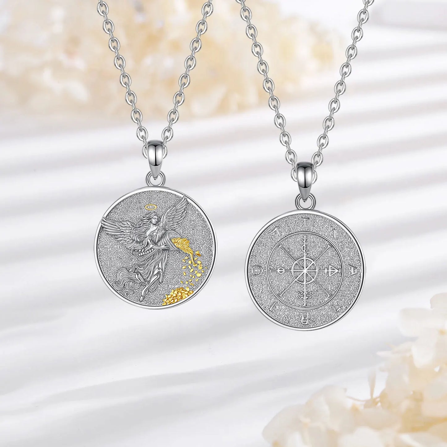AEONSLOVE 925 Sterling Silver Goddess of Fortune Necklace Roman Goddess Coin Pendant Luck Amulet Mythology Jewelry for Women Men