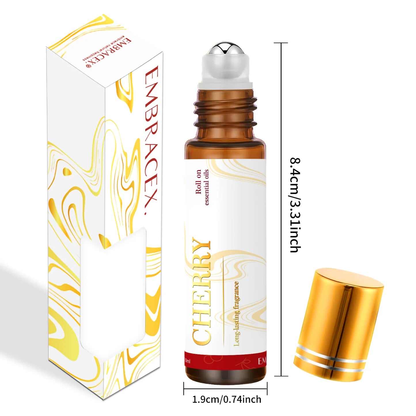Cherry Essential Oil Roll-On, 10ml - Natural Aromatherapy for Relaxation & Mood Boost - Sweet Scent, Travel-Size, Easy to Apply