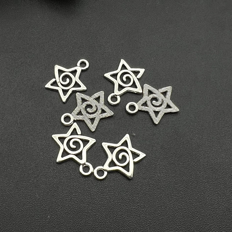 20pcs 17*20mm Antique Sliver Color Swirl Star Charms Celestial Pendant Designer Charms Fit Jewelry Making DIY Jewelry Findings