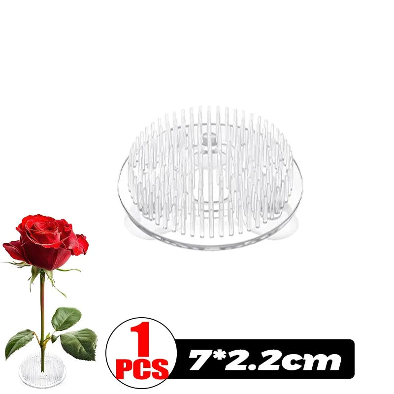 Round Ikebana Stem Holder Clear Flower Suction Cup Holder Flower Arranging Fixed Base Pot Vase Floral Rubber Bracket Home Decor