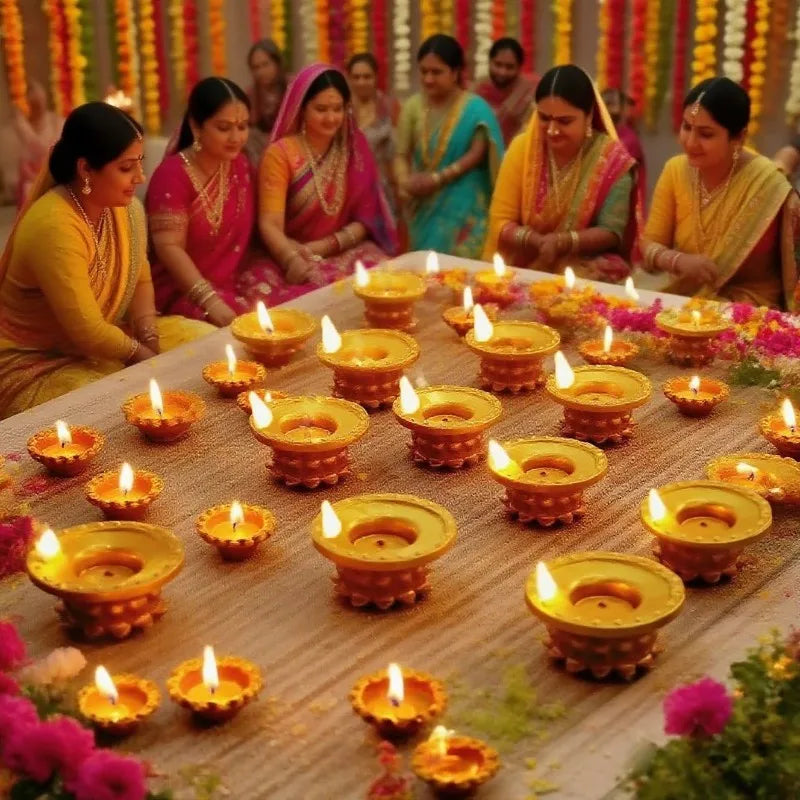 75STO-LED Diwali Diya 24 Pcs Water Sensor Lights, Waterproof Flameless Tea Lights For Home, Temple Pooja, Return Gift