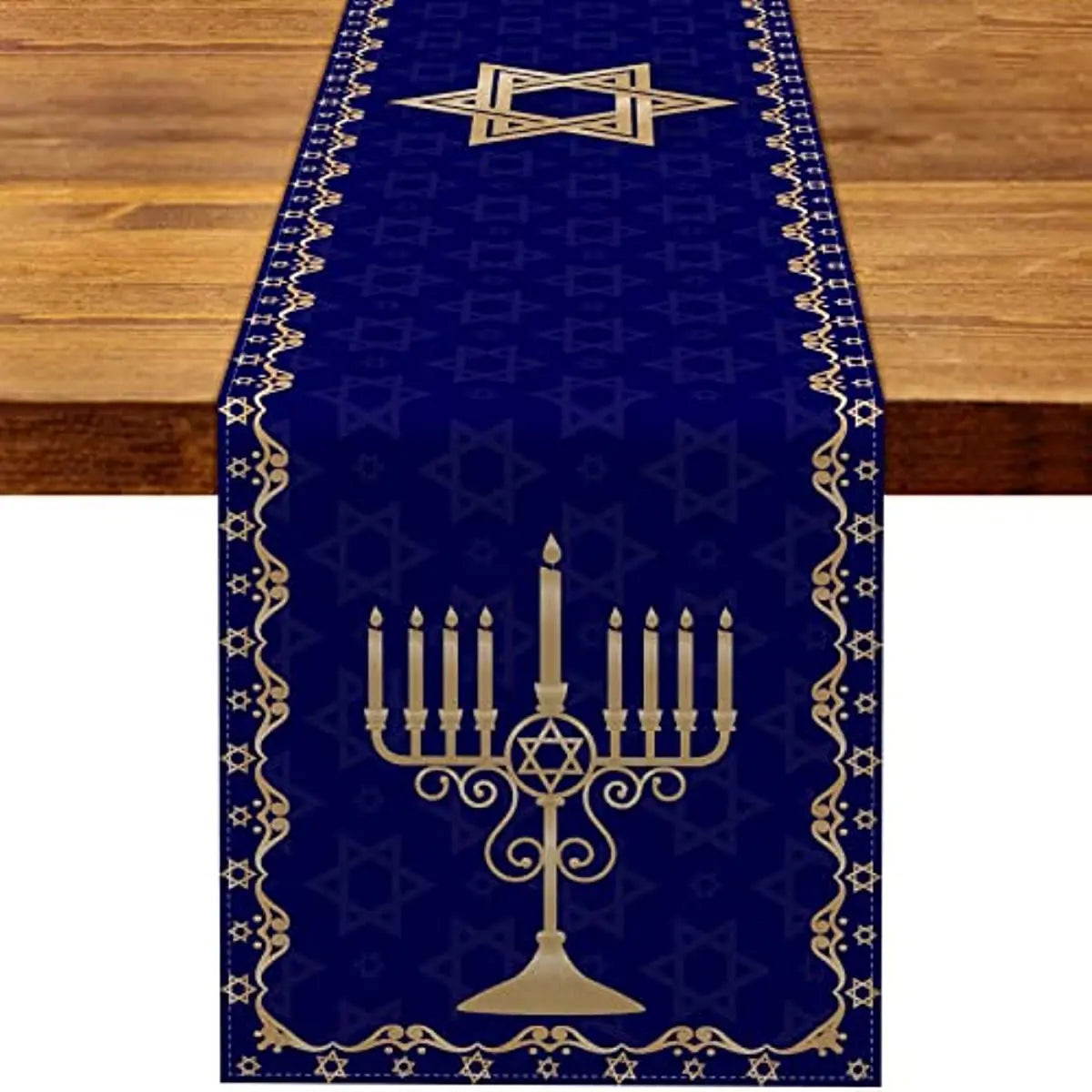 Hanukkah Menorah Table Runners Star of David Jewish Holiday Fireplace Kitchen Dining Room Home Decor