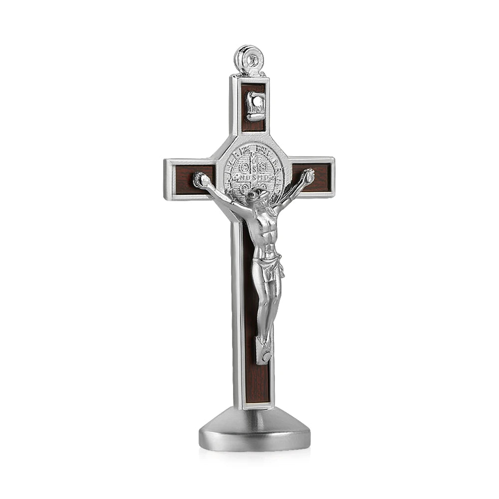 Fashion Car Ornament Metal Jesus Wood Cross Crucifix Auto Interior Dashboard Decoration Christian Jesus Ornaments Accessories