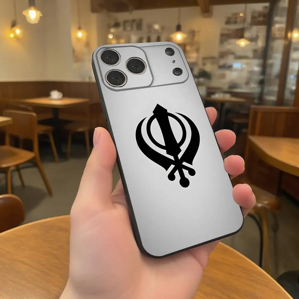 Sikh Khanda Sikhism SOVEREIGN Phone Case For iPhone 17,16,15,14,13,12,11,Pro,XS,Max,XR,Plus,E,SE4,Mini Black Soft Cover