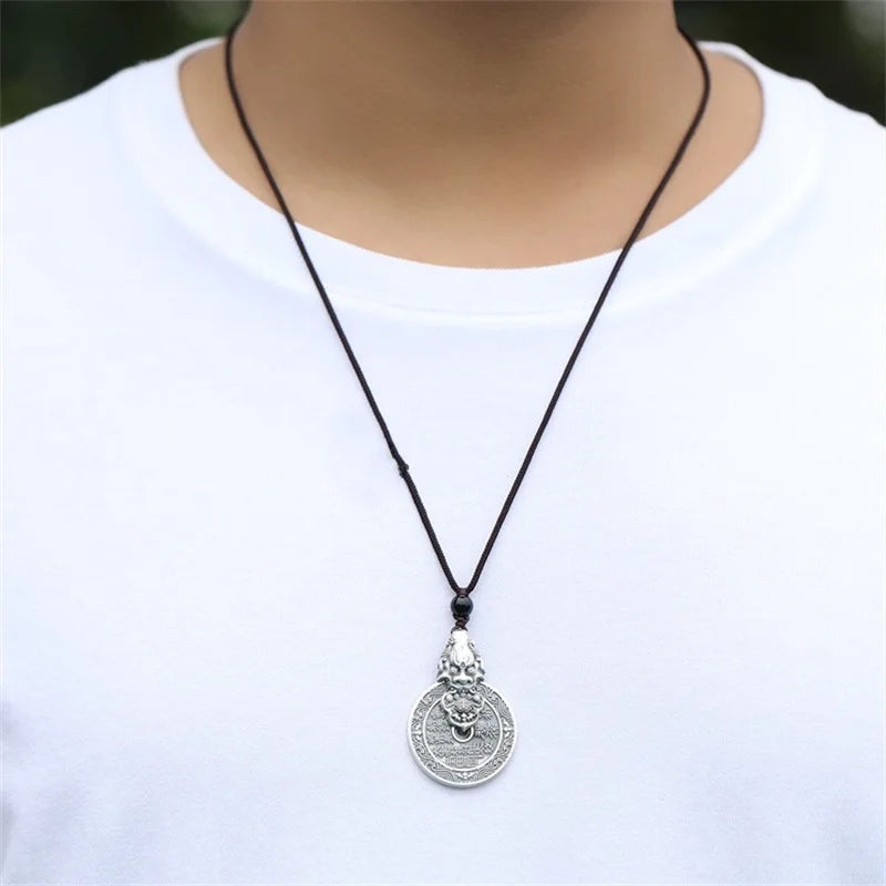 Blessing Ward Off Evil Univers Mountain Ghosts Coin Pendant For Men Jewelry Vintage Wealth Aniaml Pixiu Necklace Male Accessory
