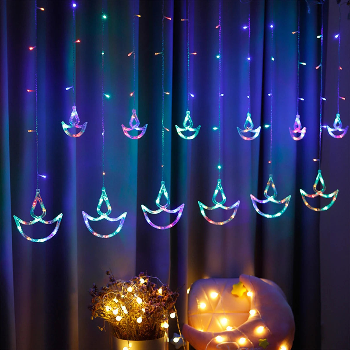 2.5m Diwali Light Room Led Background Hanging Diyas Bedroom Deepavali Pack Colorful Brilliant Layout Lights Wedding Night Anchor