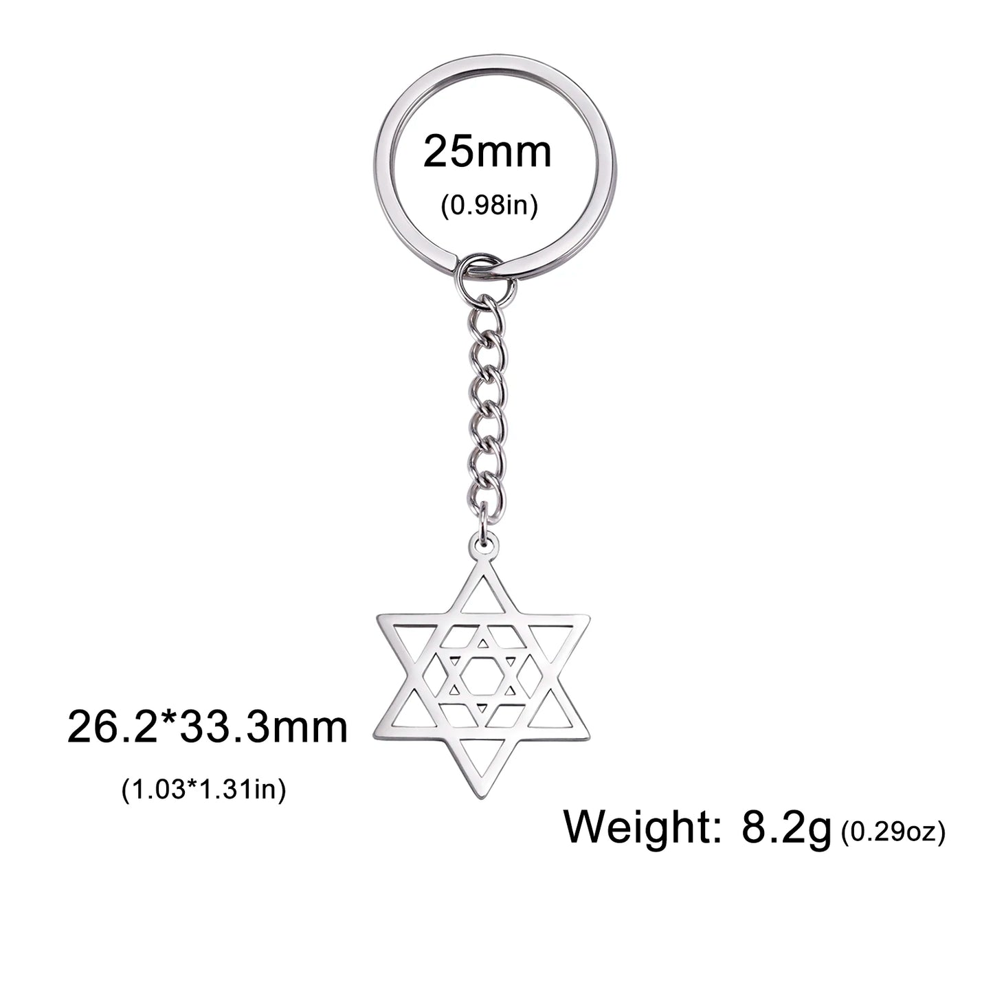 Lucktune Star Of David Hanukkah Menorah Keychain Stainless Steel Hexagram Candlestic Jewish Keyring Women Amulets Jewelry Gifts