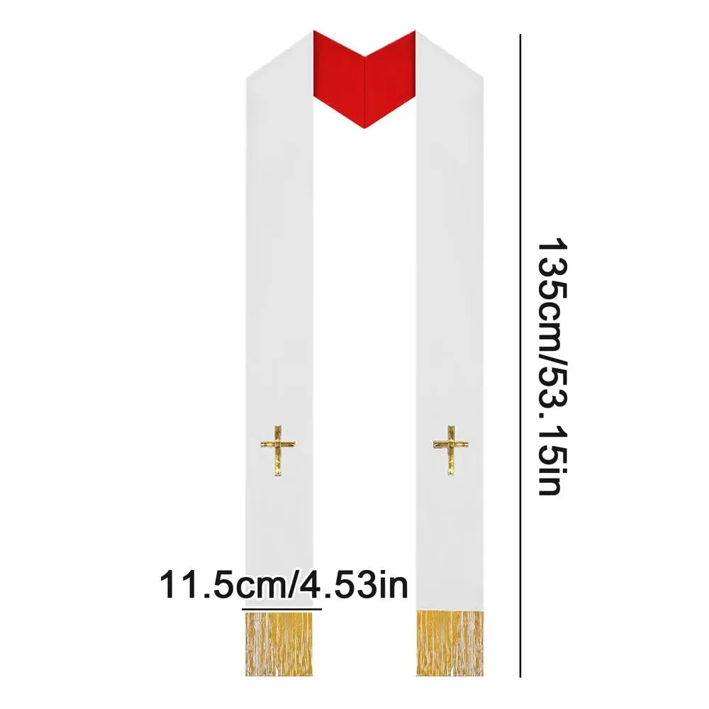 Double Side Clergy Mass Stole Religious Worship Shawl with Tassel for Sacramental Occasion Unisex Church Supplies