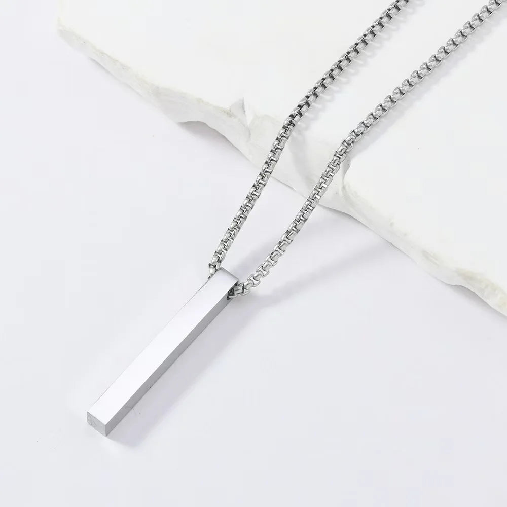 Cylindrical Necklace, Unisex, 3D Bar Pendant, Simple Casual Neutral Necklace