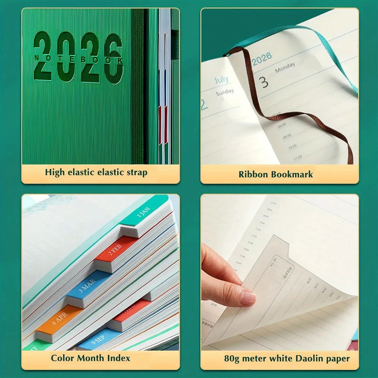 2026 Productivity Planner & Habit Tracker Set Daily Goal Setting Time Management Journal Task Tracking 400 Page Thick notebook