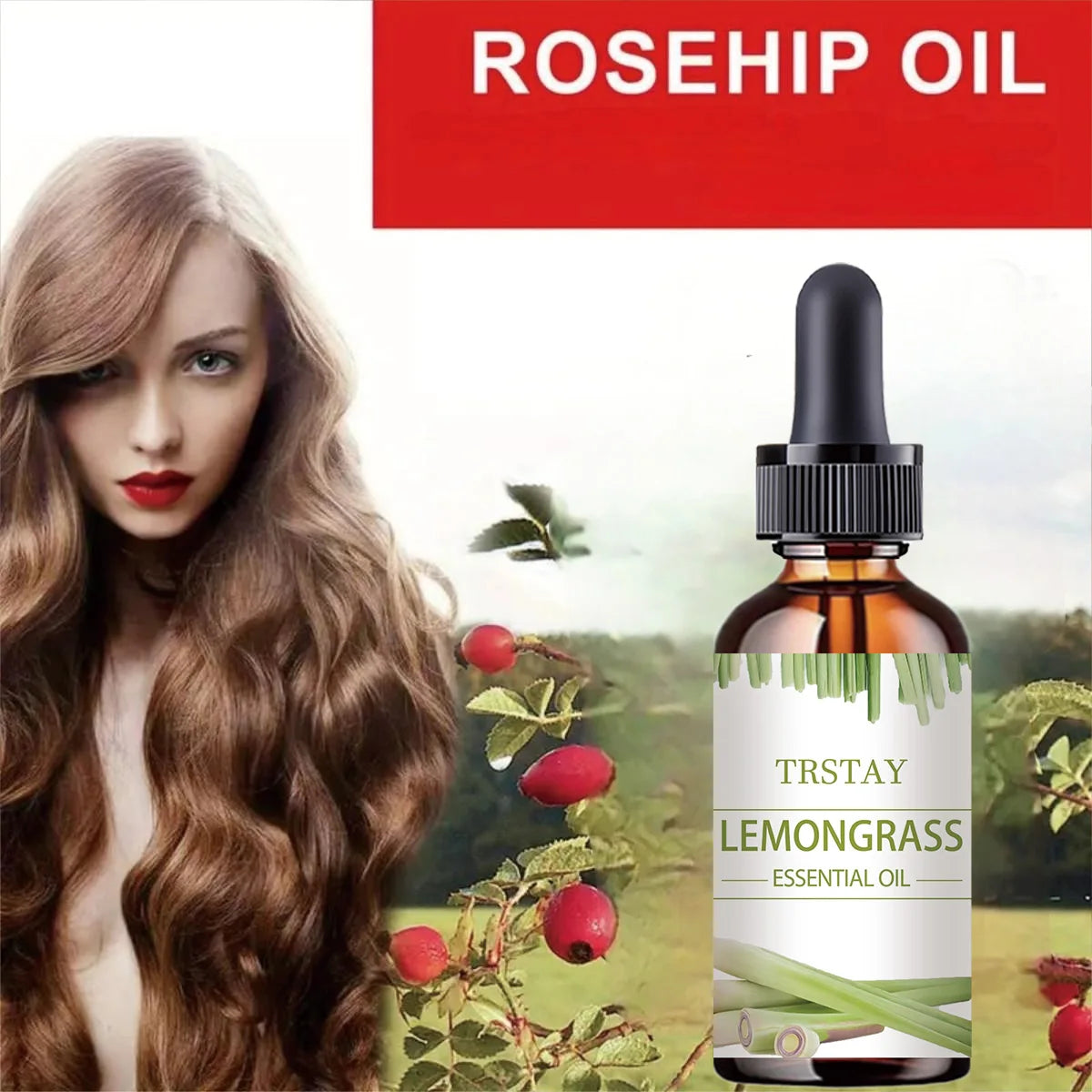 TRSTAY Lemongrass Essential Oil, 100% Pure Massage Oil for Body, Aromatherapy Oil for Diffuser, SPA, Skin & Hair Care