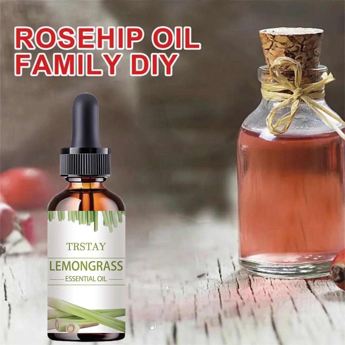 TRSTAY Lemongrass Essential Oil, 100% Pure Massage Oil for Body, Aromatherapy Oil for Diffuser, SPA, Skin & Hair Care