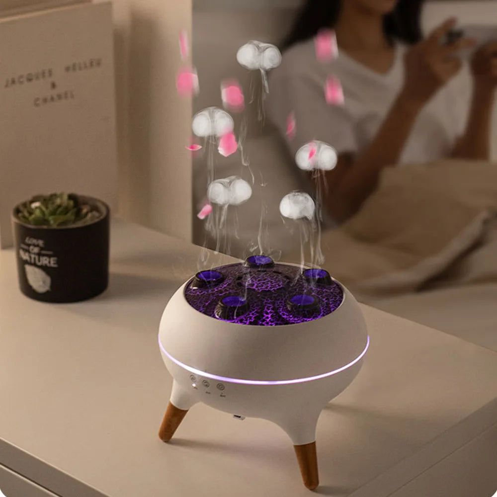Jellyfish Aroma Diffuser Oil Diffuser with Mist Humidifier for Bedroom Home Office Spa Auto Shut-off Silent USB Aroma Humidifier