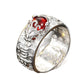Domineering China Feng Shui Brass Pixiu Ring 2022 Amulet Wealth Good Luck Jewelry Inlaid Red Beads Copper Coin Adjustable Ring