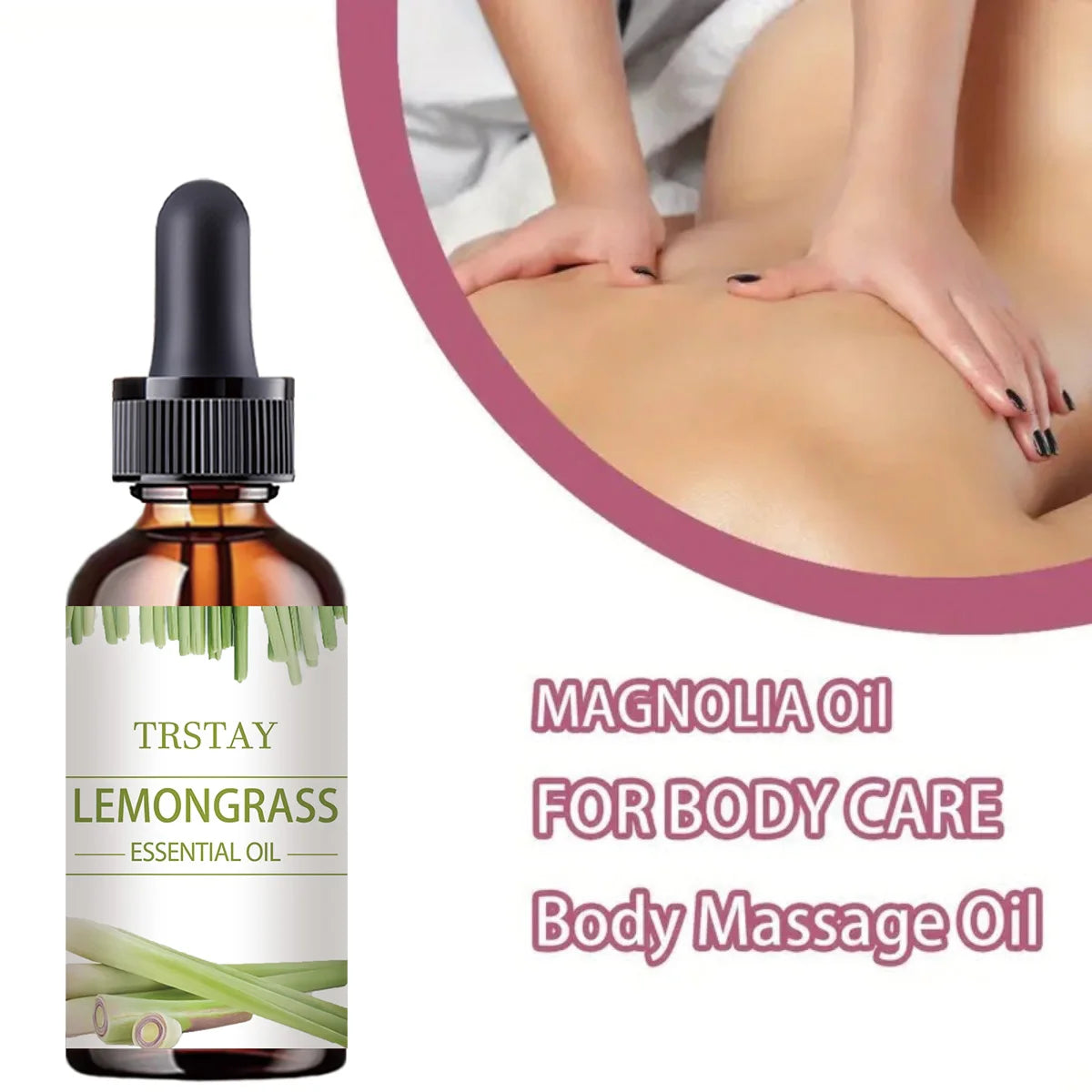 TRSTAY Lemongrass Essential Oil, 100% Pure Massage Oil for Body, Aromatherapy Oil for Diffuser, SPA, Skin & Hair Care