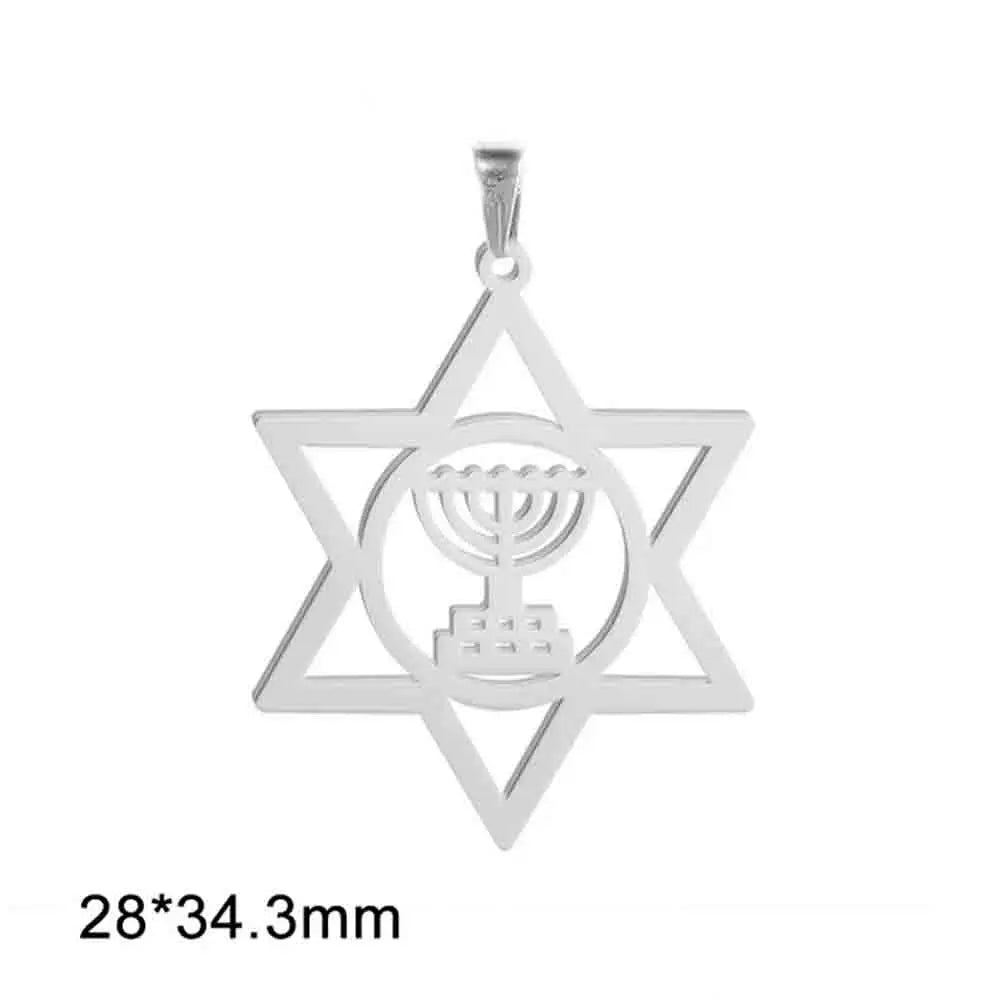 EUEAVAN 1pc Jewish Star of David Hexagram Pendant Stainless Steel Amulet Charms for Jewelry Making Necklace Supplies