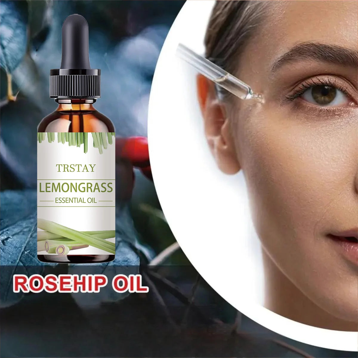 TRSTAY Lemongrass Essential Oil, 100% Pure Massage Oil for Body, Aromatherapy Oil for Diffuser, SPA, Skin & Hair Care
