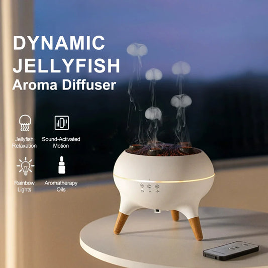 Jellyfish Aroma Diffuser Oil Diffuser with Mist Humidifier for Bedroom Home Office Spa Auto Shut-off Silent USB Aroma Humidifier