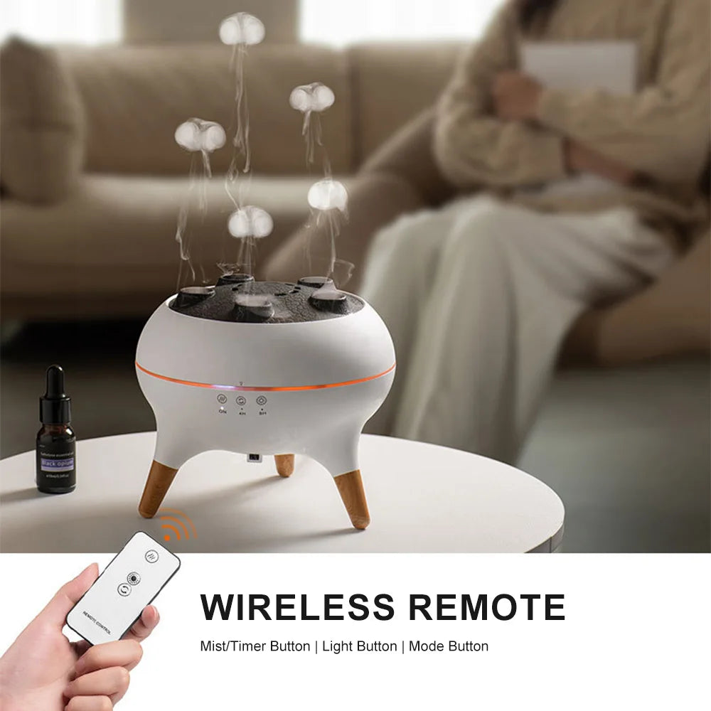 Jellyfish Aroma Diffuser Oil Diffuser with Mist Humidifier for Bedroom Home Office Spa Auto Shut-off Silent USB Aroma Humidifier