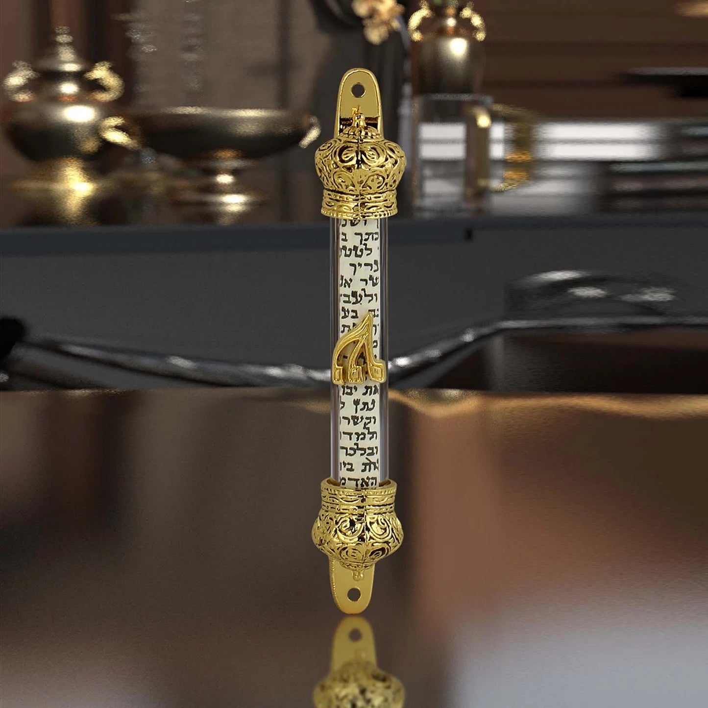 Door Mezuzah Metal Blessing Mezuzahw with Scroll Door Decoration House Religious Gift Retro Mezuzah Case Mezuzah Plaque 1x