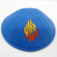 1pc Judaical Kippah with Embroidery Of Fire for Men Yamaka Hat Black White 18cm