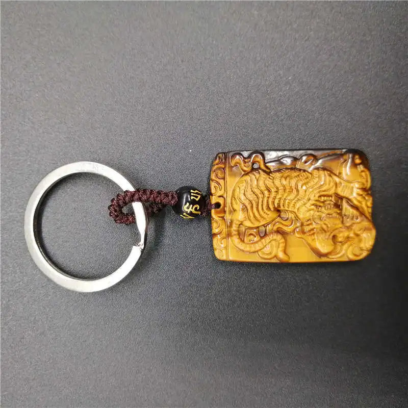 Natural tiger eye pseudocrocidolite tiger KeyChain Men crystal KeyChain lucky accessories transhipped KeyChain