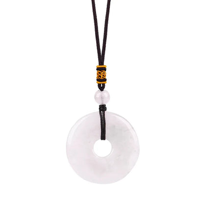 Reiki Healing Crystal Circle Donut Necklace Natural Amethyst Stone Amulet Lucky Coin Pendent Necklace Jewellry Gift Dropshipping