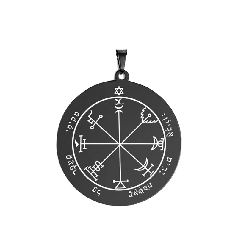 Key of Solomon Pendant for Necklace Stainless Steel Jewelry Amulet Mystical Moon Saturn Jupiter Sun Venus Mars Mercury Charms