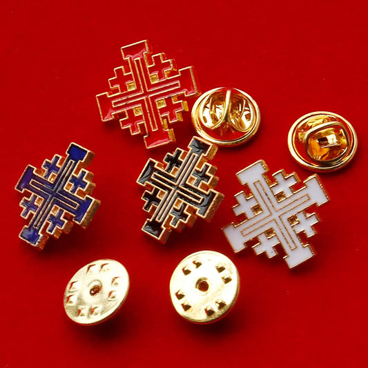 Catholic Christian Jerusalem Cross Brooch Badge religious jewelry articulos religiosos catolico church halo gifts