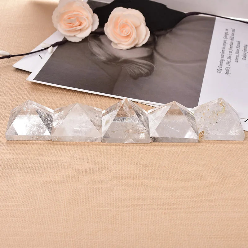 Natural Crystal Clear Quartz Pyramid Quartz Healing Stone Chakra Reiki Crystal Point Tower Home Decor Meditation Ore Mineral