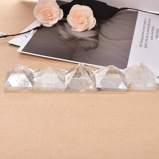 Natural Crystal Clear Quartz Pyramid Quartz Healing Stone Chakra Reiki Crystal Point Tower Home Decor Meditation Ore Mineral